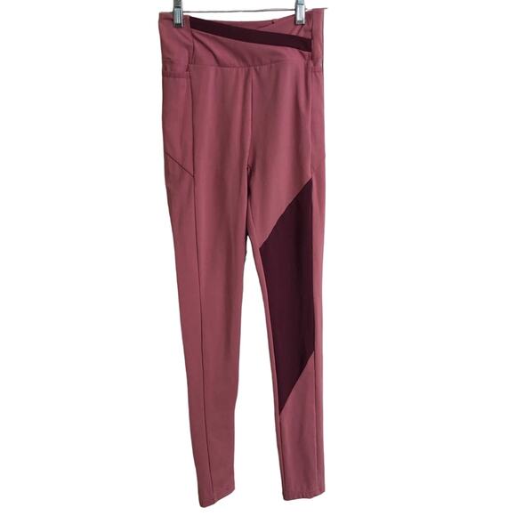 Gymshark Asymmetric Color Block Leggings Dusty Pink Dark Ruby Small - Picture 4 of 11